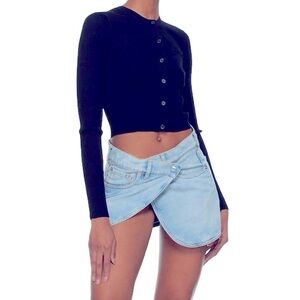 Juun J Knit Cardigan, Black, Crewneck, Ribbed Knit, Small (Korean 36)